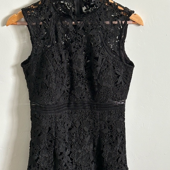 Bardot Black Lace Cut Out Dress Mock Neck - Picture 2 of 8